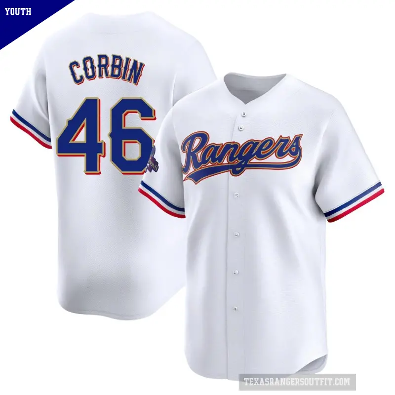 Youth No.46 Patrick Corbin Texas Rangers Gold Limited White 2024 Collection Jersey
