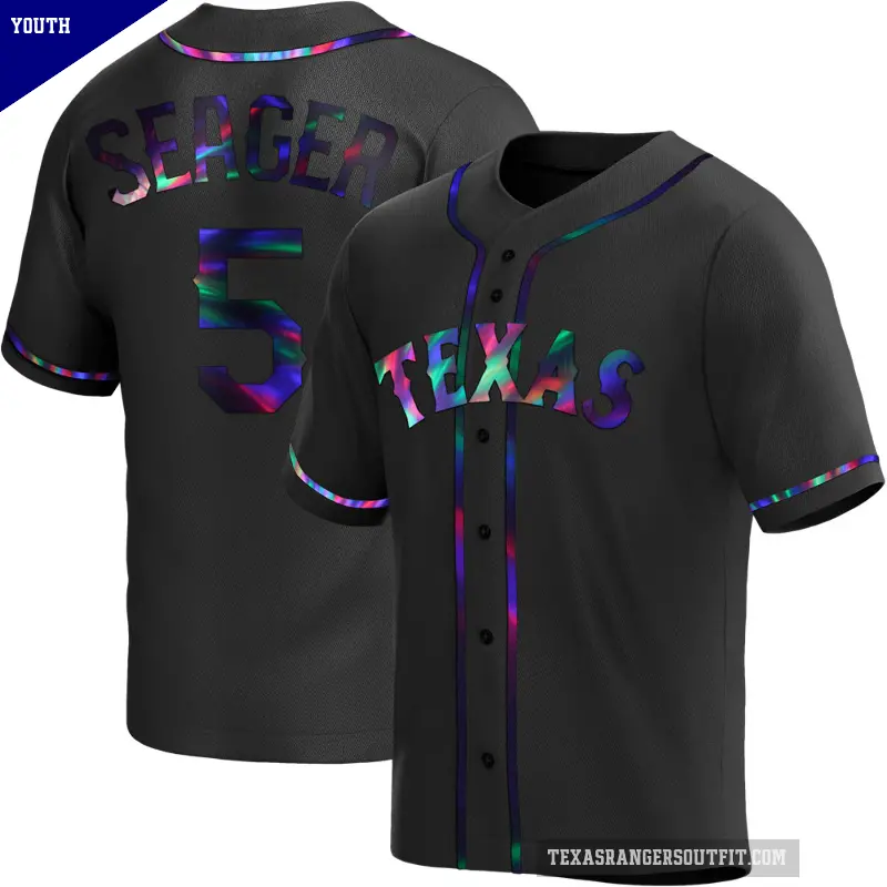 Youth No.5 Corey Seager Texas Rangers Black Replica Holographic Alternate Jersey