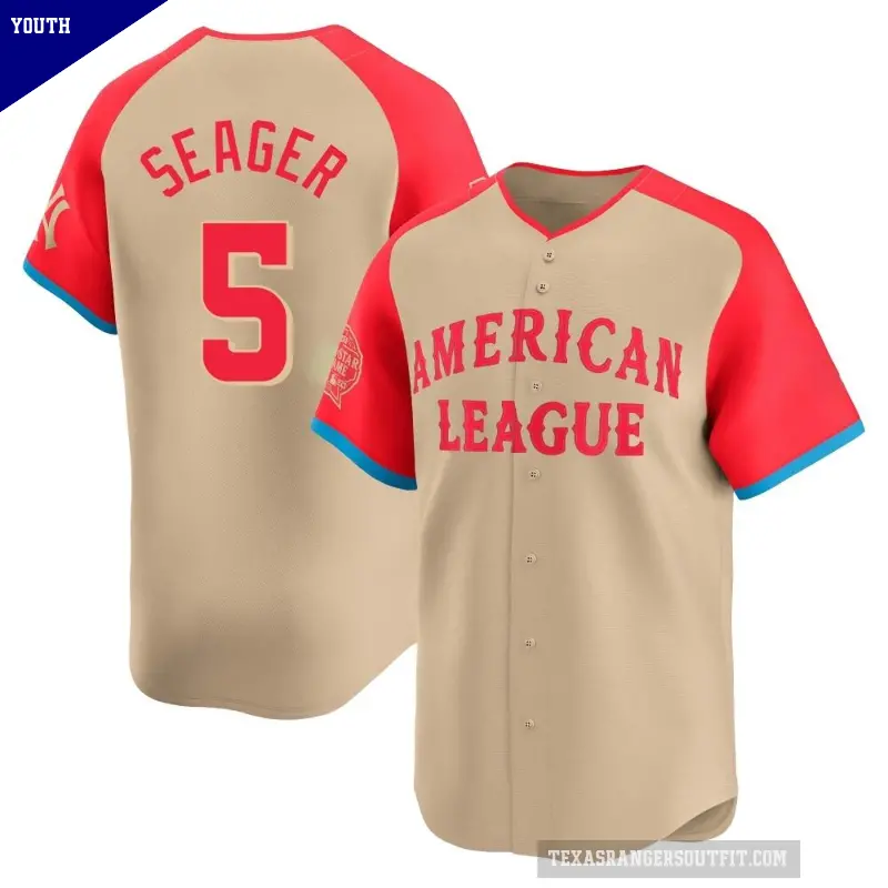 Youth No.5 Corey Seager Texas Rangers Cream Limited American League 2024 All-Star Game Jersey