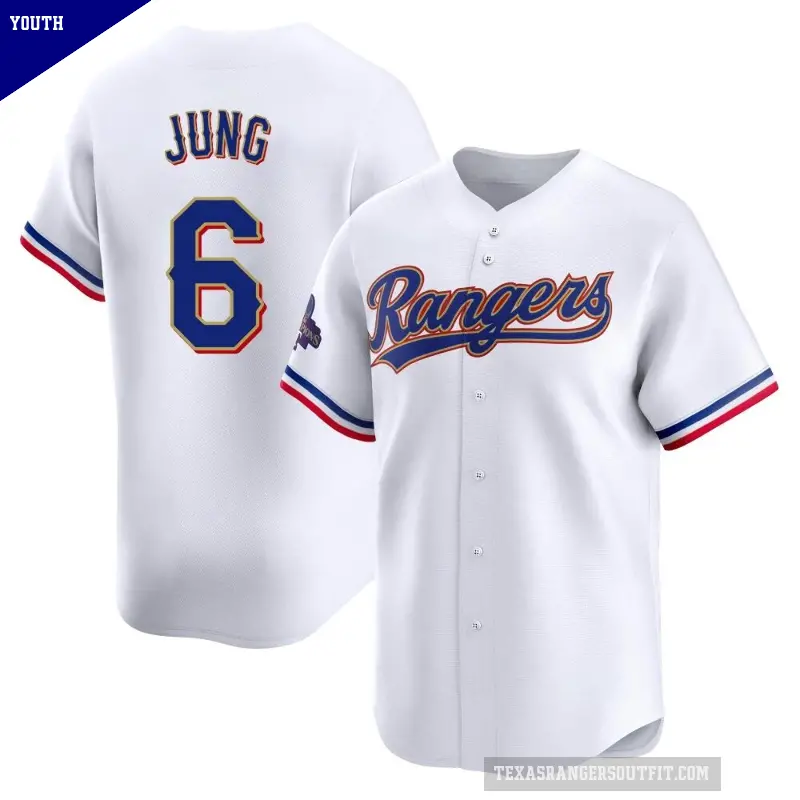 Youth No.6 Josh Jung Texas Rangers Gold Limited White 2024 Collection Jersey