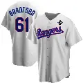 Youth No.61 Cody Bradford Texas Rangers White Replica Home Cooperstown Collection 2023 World Series Jersey