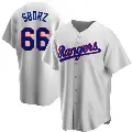 Youth No.66 Josh Sborz Texas Rangers White Replica Home Cooperstown Collection Jersey