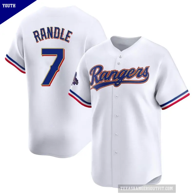 Youth No.7 Lenny Randle Texas Rangers Gold Limited White 2024 Collection Jersey
