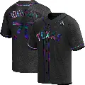 Youth No.70 Caleb Boushley Texas Rangers Black Replica Holographic Alternate 2023 World Series Jersey