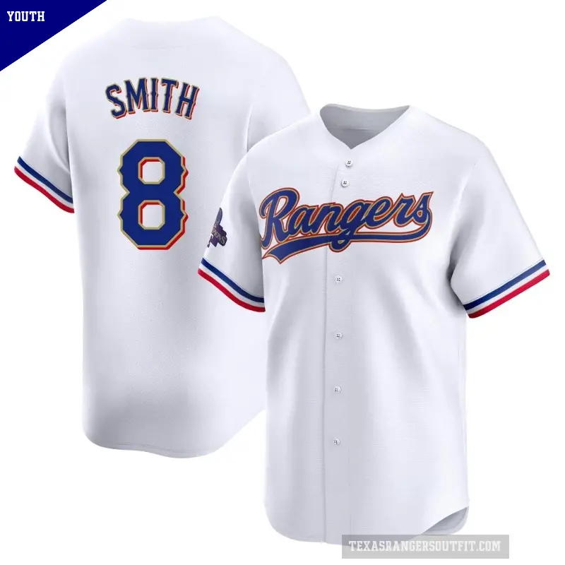 Youth No.8 Josh Smith Texas Rangers Gold Limited White 2024 Collection Jersey